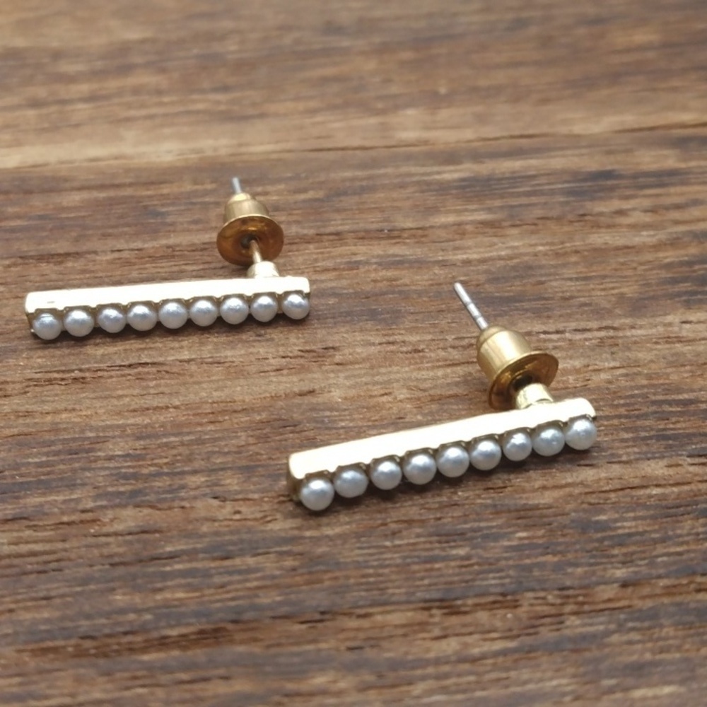 Trendy pearl‎ bar earrings E817